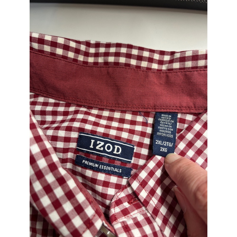 Imperfect Mens Gingham Button Down Shirts Bundle Red Black Long Sleeve 2XL‎ IZOD - Picture 10 of 16